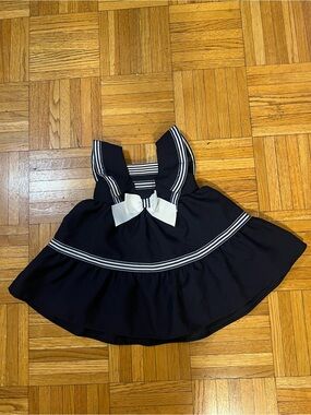 Future Sailor Bonnie Baby Navy Blue Sailor dress with white trim 3-6 months